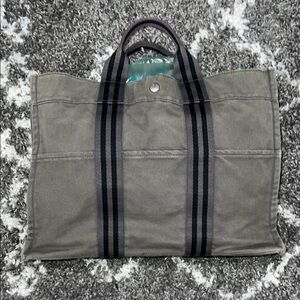 Preloved Hermes Gray Canvas Tote Bag